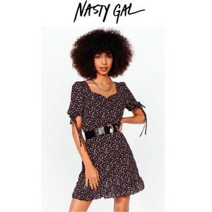 Nasty Gal NWT Floral Tie Sleeve Skater Mini Dress